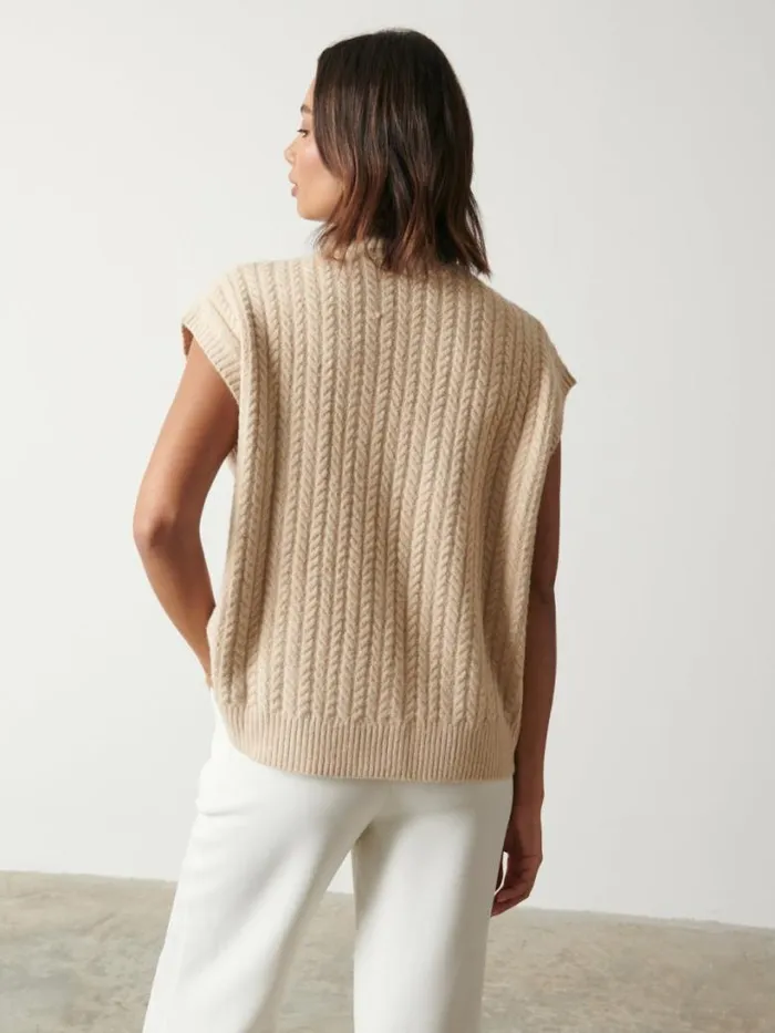 Pretty Lavish Knitwear Women Stevie Boxy Sleeveless Jumper Beige