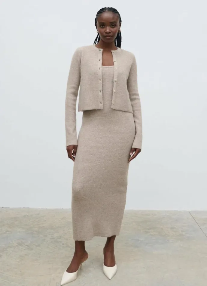 Pretty Lavish Knitwear Women Winnie Slim Fit Knit Cardigan Beige