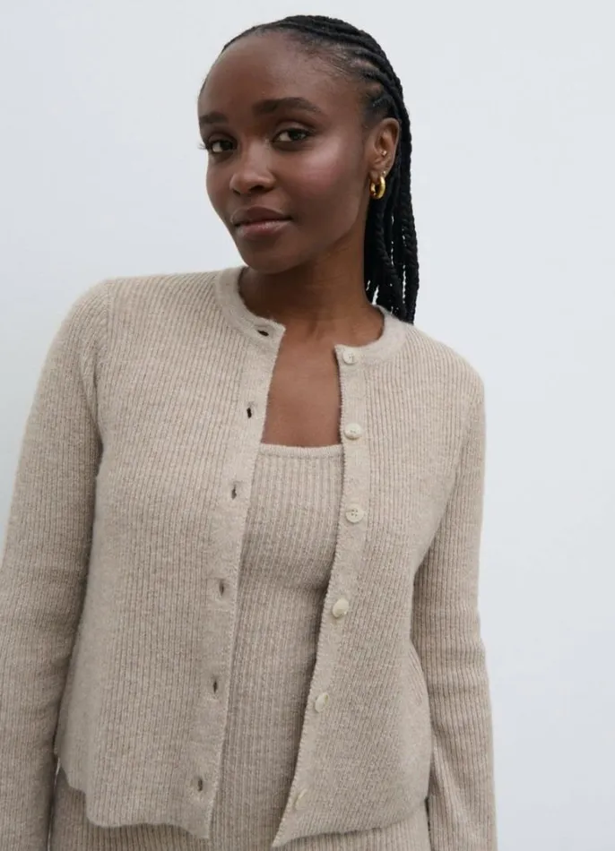 Pretty Lavish Knitwear Women Winnie Slim Fit Knit Cardigan Beige
