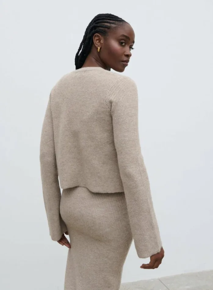 Pretty Lavish Knitwear Women Winnie Slim Fit Knit Cardigan Beige