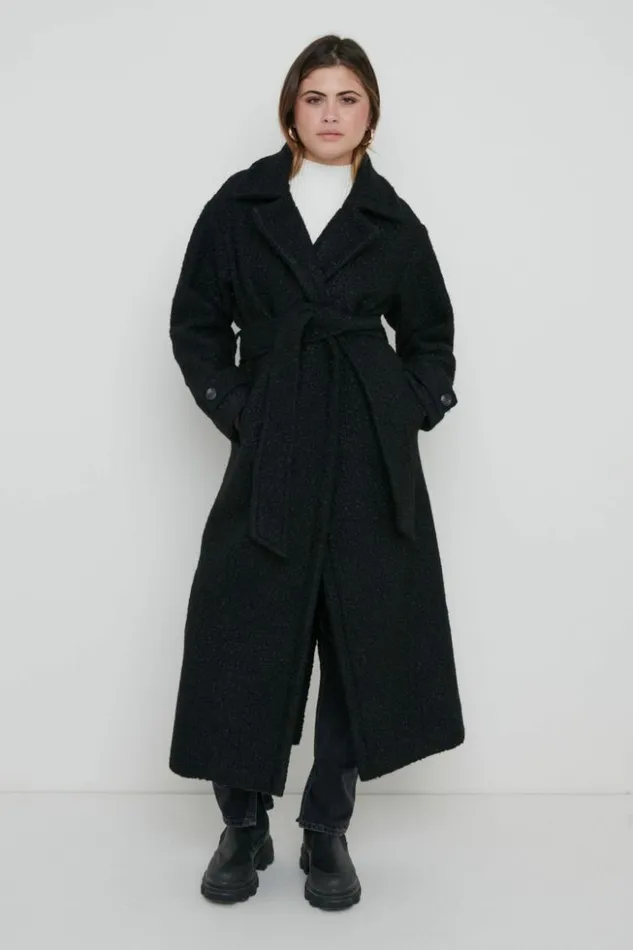 Pretty Lavish Outerwear Women Grayson Boucle Oversized Coat Black
