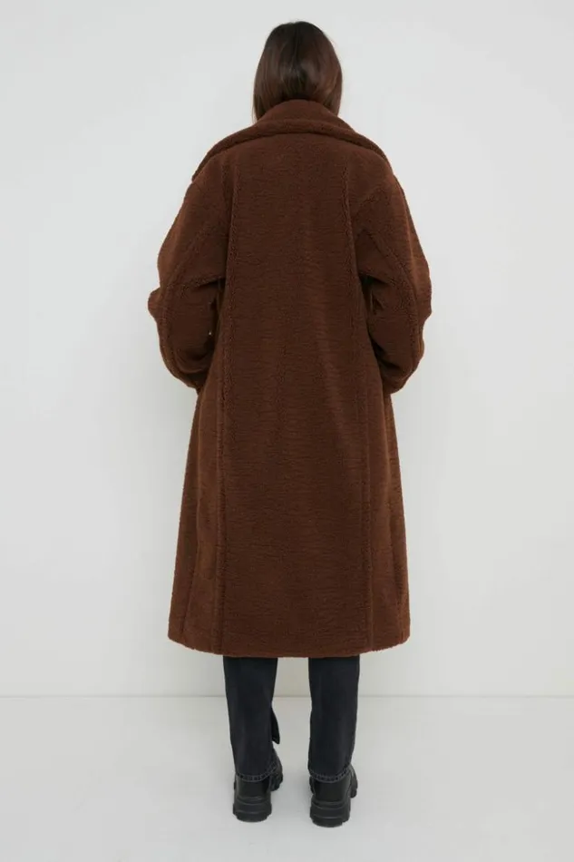 Pretty Lavish Outerwear Women Teddy Oversized Coat Brown