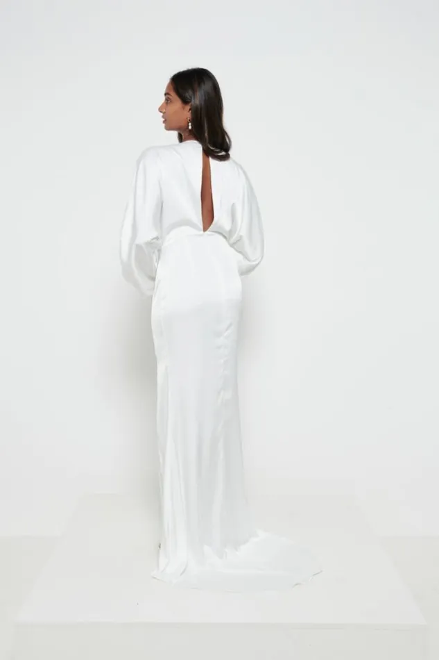 Pretty Lavish Satin Bridesmaid Dresses Women Alexis Maxi Dress Ivory
