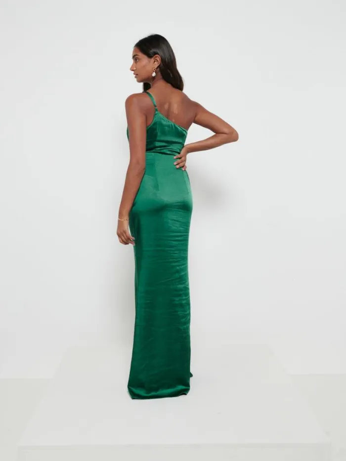 Pretty Lavish Satin Bridesmaid Dresses Women Amelia Maxi Bridesmaid Dress Emerald