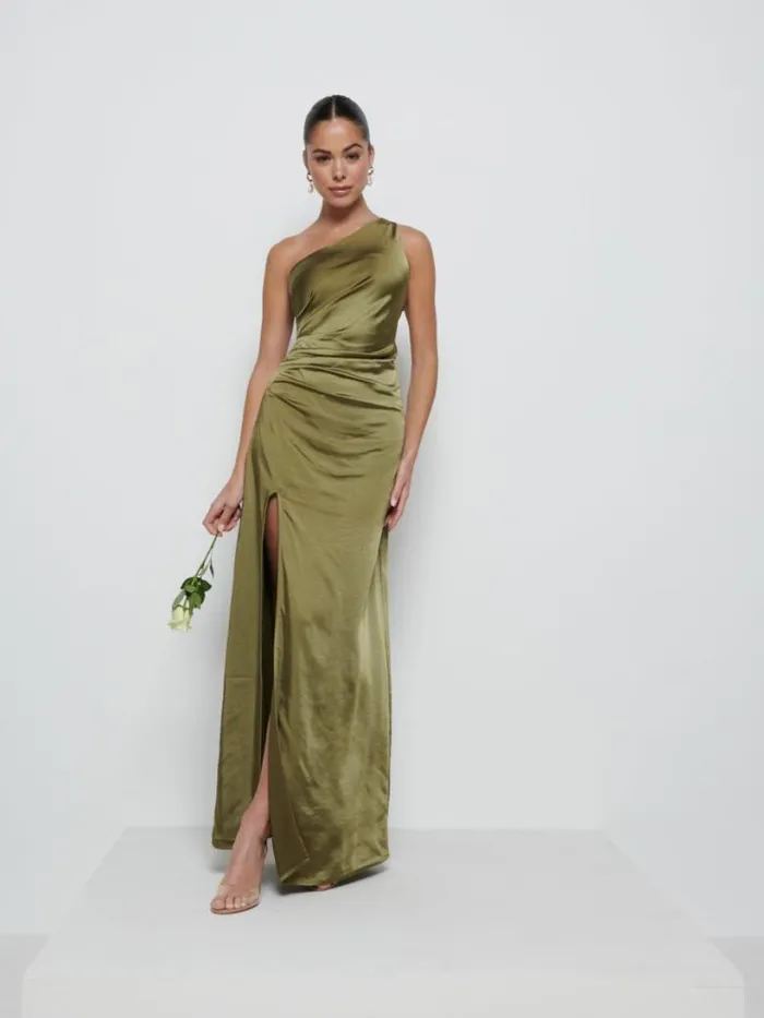 Pretty Lavish Satin Bridesmaid Dresses Women Amelia Ruched Maxi Bridesmaid Dress Dark Olive Pretty Lavish Satin Bridesmaid Dresses Women Amelia Ruched Maxi Bridesmaid Dress Dark Olive