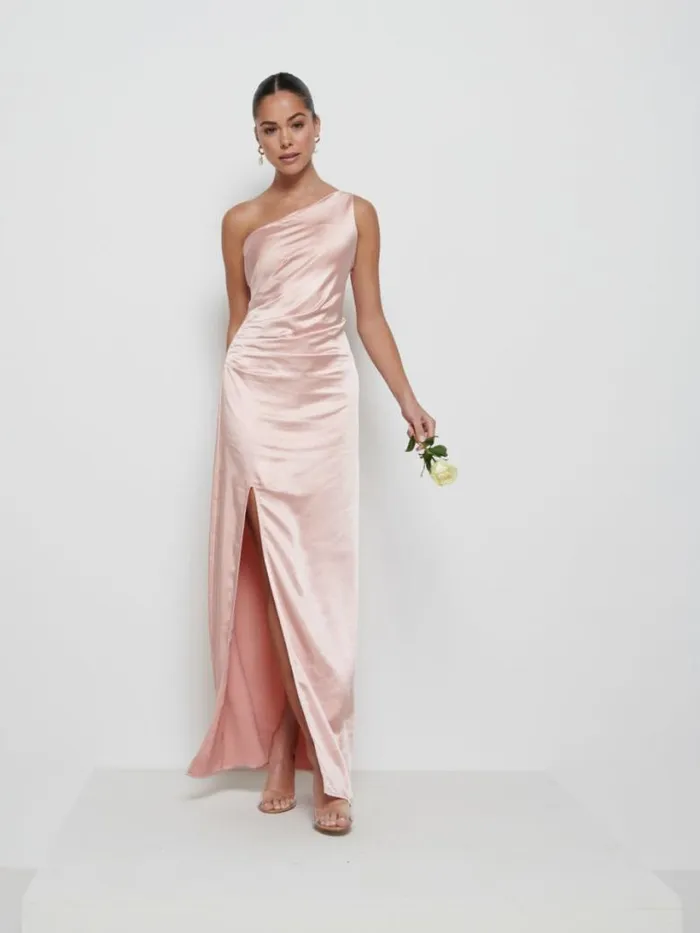 Pretty Lavish Satin Bridesmaid Dresses Women Amelia Ruched Maxi Bridesmaid Dress Matte True Blush Pretty Lavish Satin Bridesmaid Dresses Women Amelia Ruched Maxi Bridesmaid Dress Matte True Blush