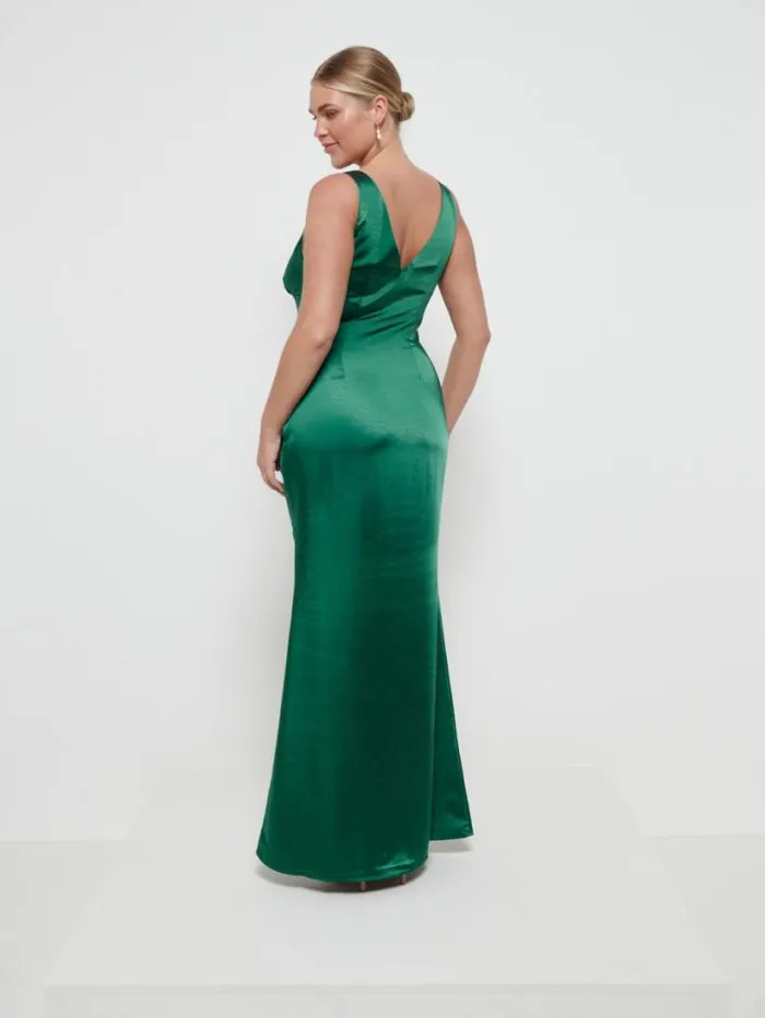 Pretty Lavish Satin Bridesmaid Dresses Women Esmee Maxi Bridesmaid Dress Emerald