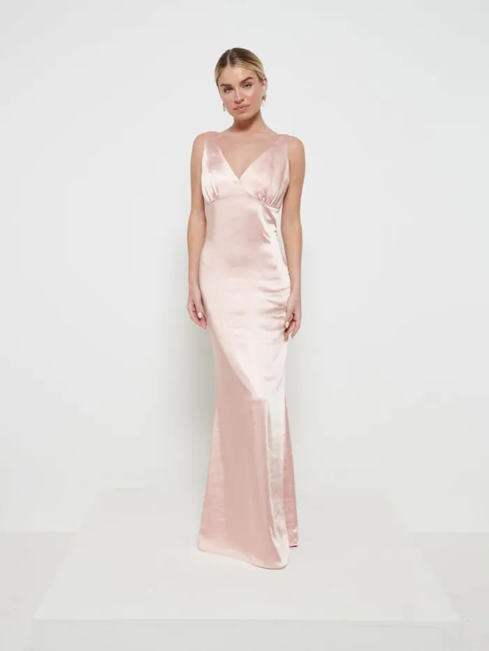 Pretty Lavish Satin Bridesmaid Dresses Women Esmee Maxi Bridesmaid Dress Matte True Blush Pretty Lavish Satin Bridesmaid Dresses Women Esmee Maxi Bridesmaid Dress Matte True Blush
