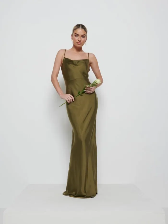 Pretty Lavish Satin Bridesmaid Dresses Women Keisha Maxi Bridesmaid Dress Dark Olive Pretty Lavish Satin Bridesmaid Dresses Women Keisha Maxi Bridesmaid Dress Dark Olive