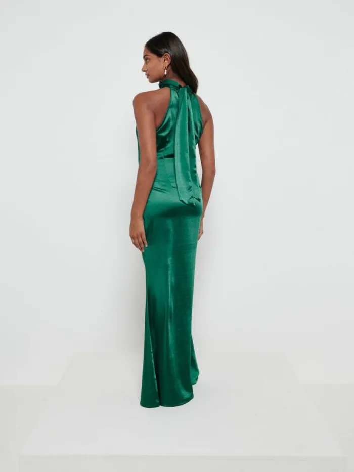 Pretty Lavish Satin Bridesmaid Dresses Women Odelle Maxi Bridesmaid Dress Emerald