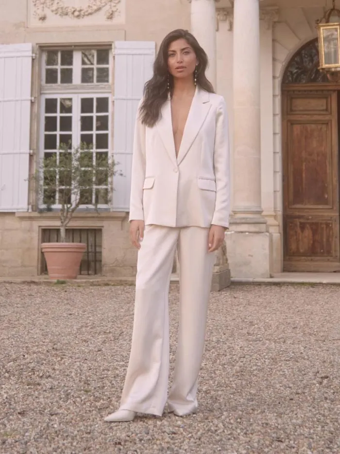 Pretty Lavish Sets Women Callie Satin Suit Trousers White