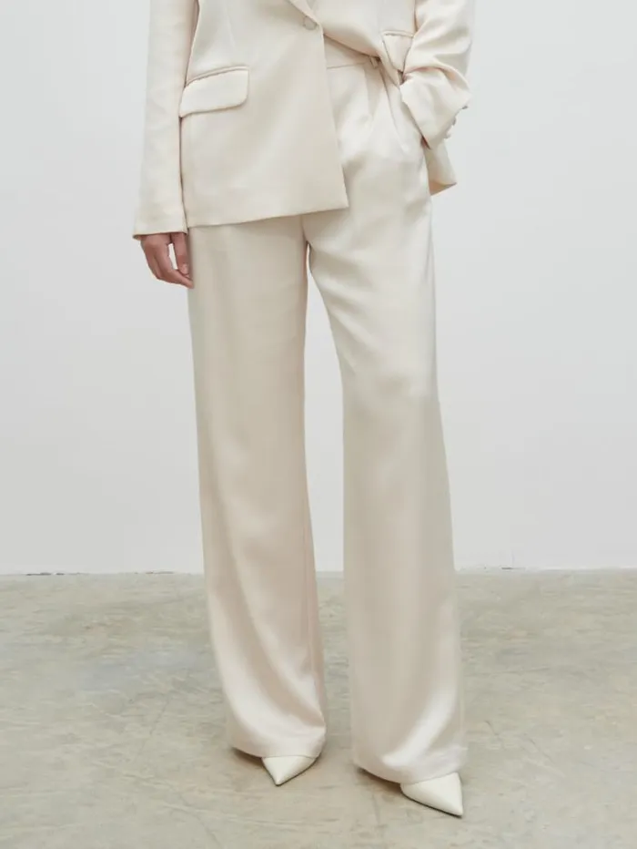 Pretty Lavish Sets Women Callie Satin Suit Trousers White
