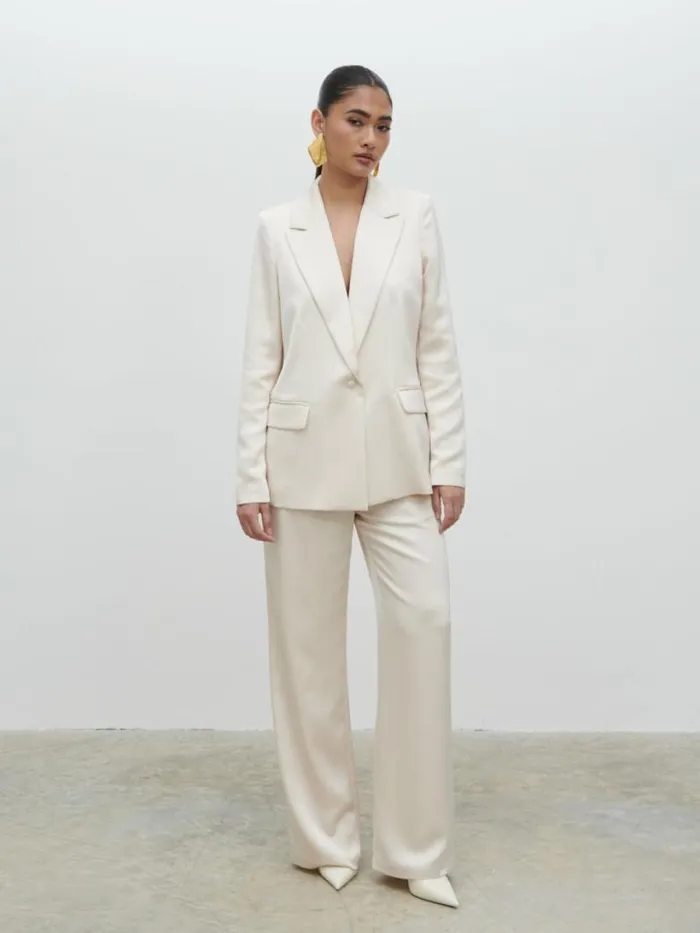 Pretty Lavish Sets Women Callie Satin Suit Trousers White