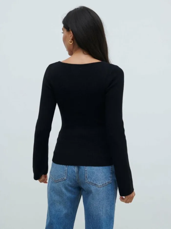 Pretty Lavish Tops Women Annabeth Bow Knit Top Black