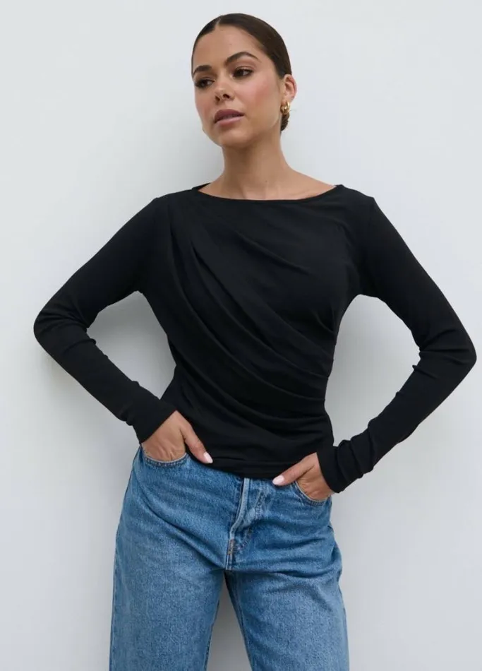 Pretty Lavish Tops Women Aubrie SemiSheer Jersey Top Black