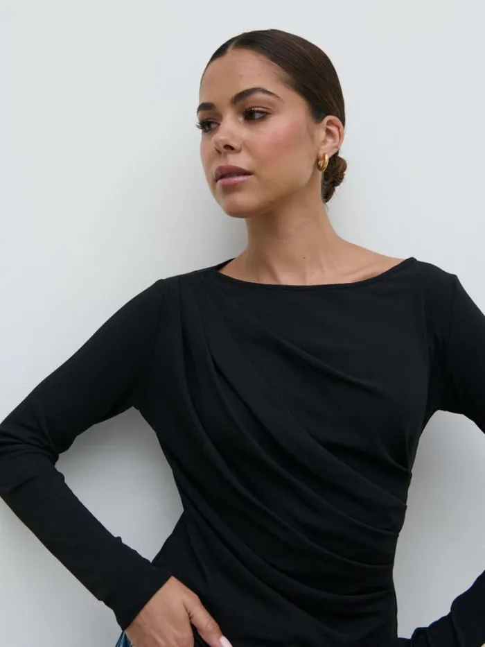 Pretty Lavish Tops Women Aubrie SemiSheer Jersey Top Black