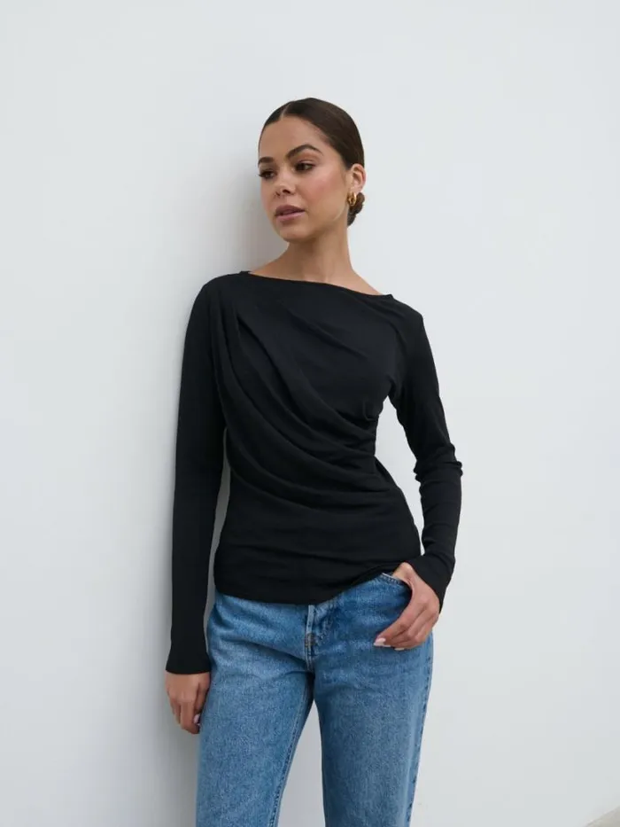 Pretty Lavish Tops Women Aubrie SemiSheer Jersey Top Black