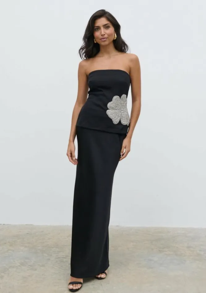 Pretty Lavish Tops Women Avis Bandeau Embellished Top Black