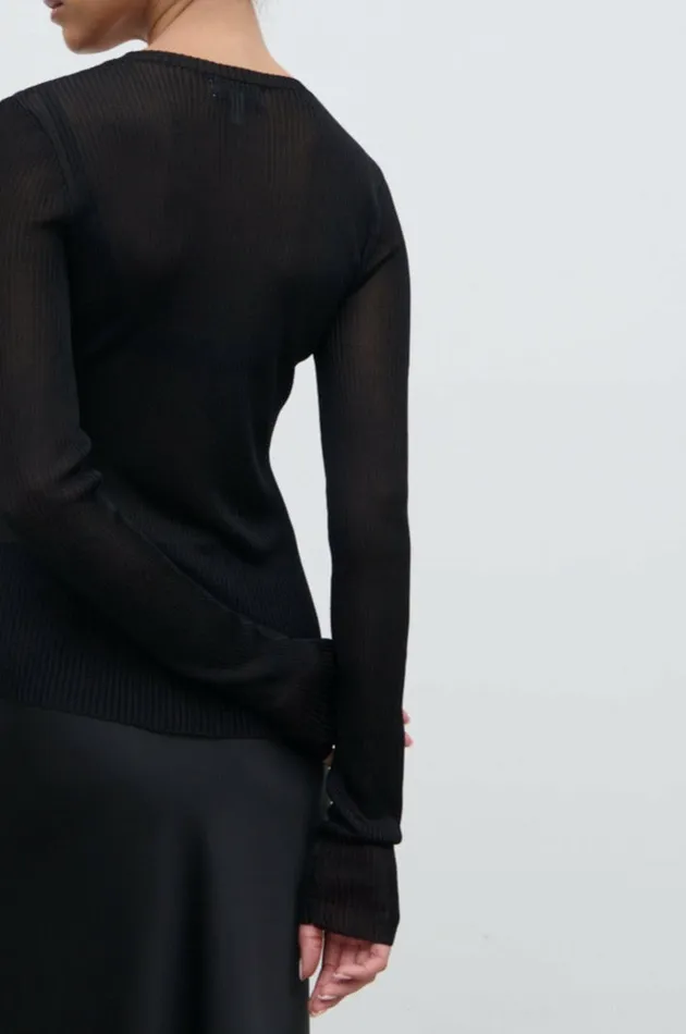 Pretty Lavish Tops Women Essie Sheer Knit Top Black