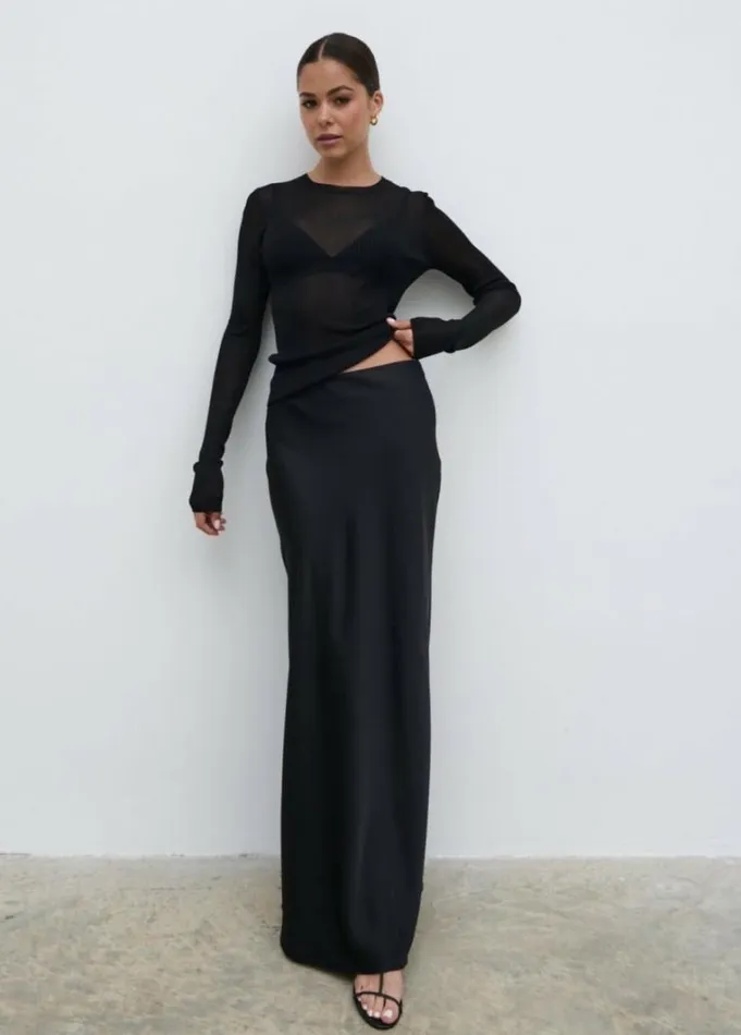 Pretty Lavish Tops Women Essie Sheer Knit Top Black