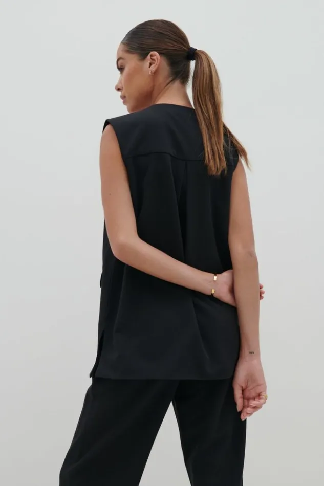 Pretty Lavish Tops Women Harlee Sleeveless Waistcoat Black