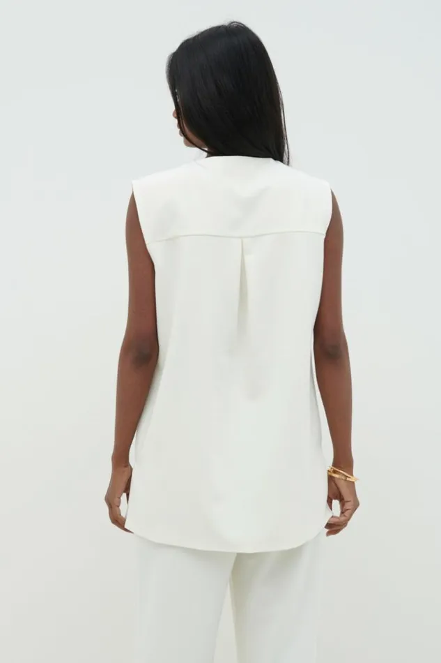Pretty Lavish Tops Women Harlee Sleeveless Waistcoat Cream