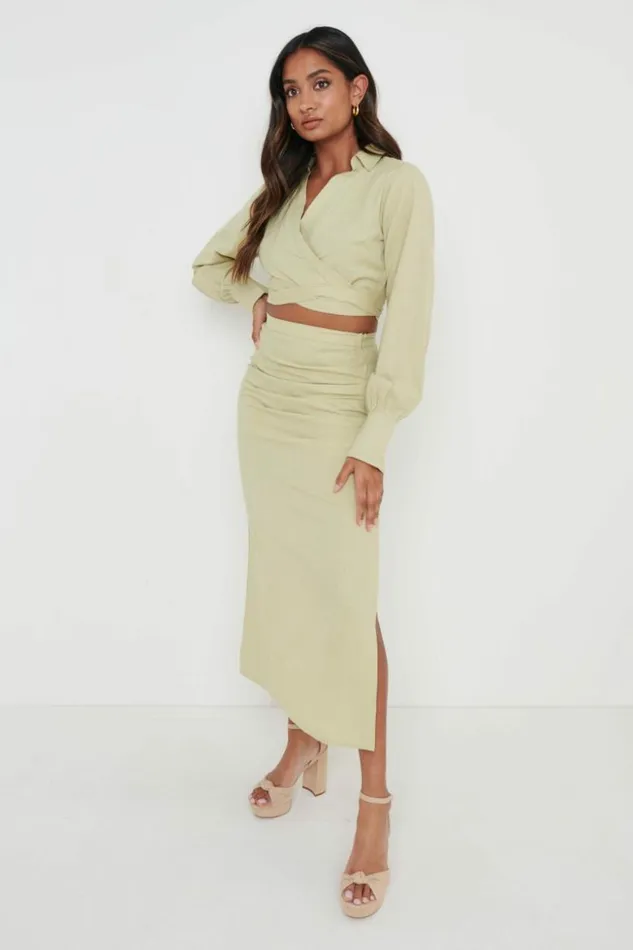 Pretty Lavish Tops Women Harrie Tie Blouse Olive