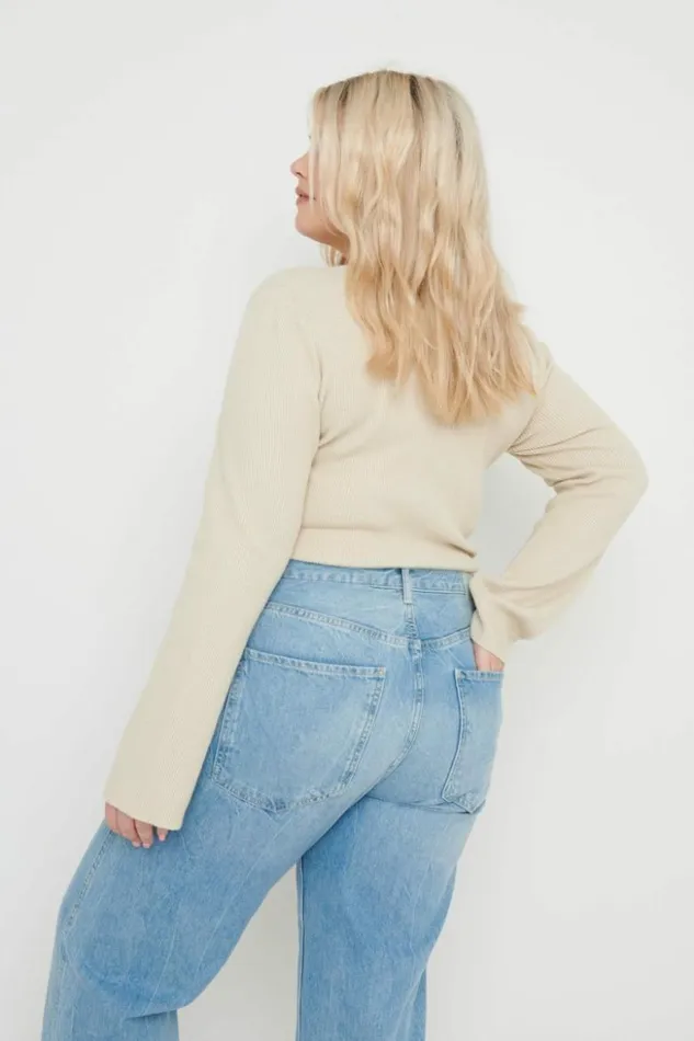 Pretty Lavish Tops Women Jayla Long Sleeve Knit Top Beige
