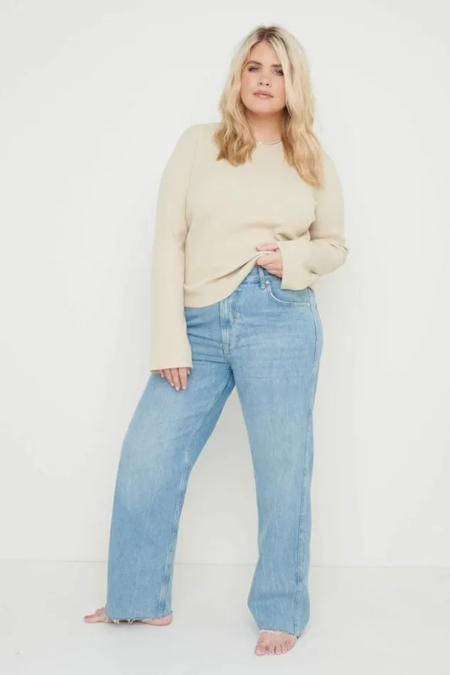 Pretty Lavish Tops Women Jayla Long Sleeve Knit Top Beige