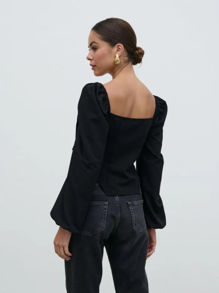Pretty Lavish Tops Women Jemima Exaggerated Bow Top Black