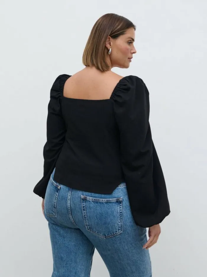 Pretty Lavish Tops Women Jemima Exaggerated Bow Top Curve Black