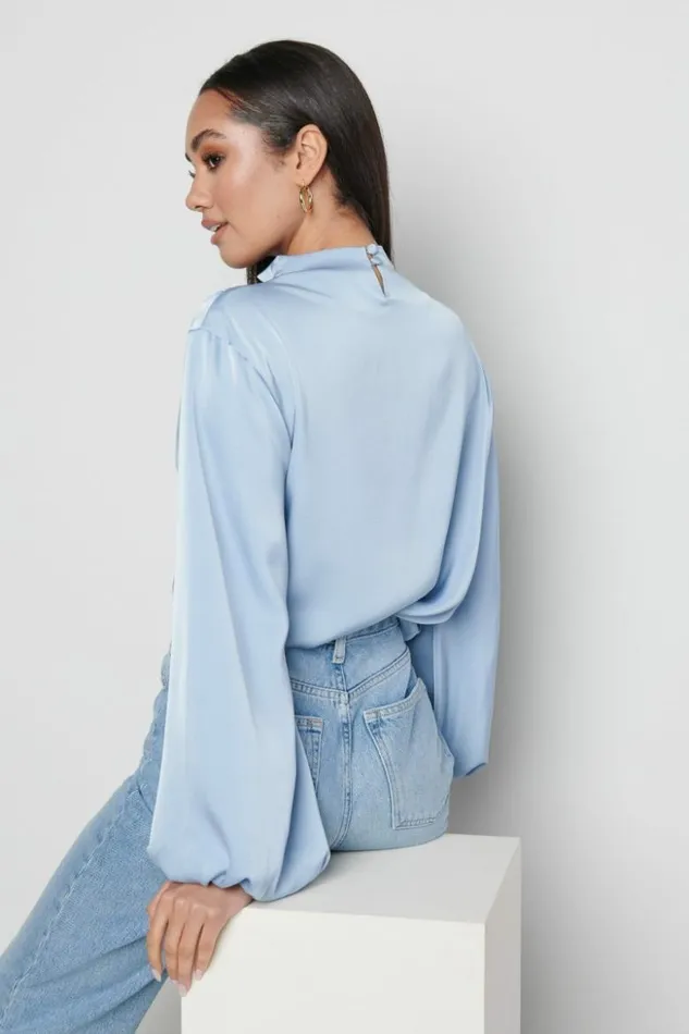 Pretty Lavish Tops Women Tate Pleated Blouse Blue Blue