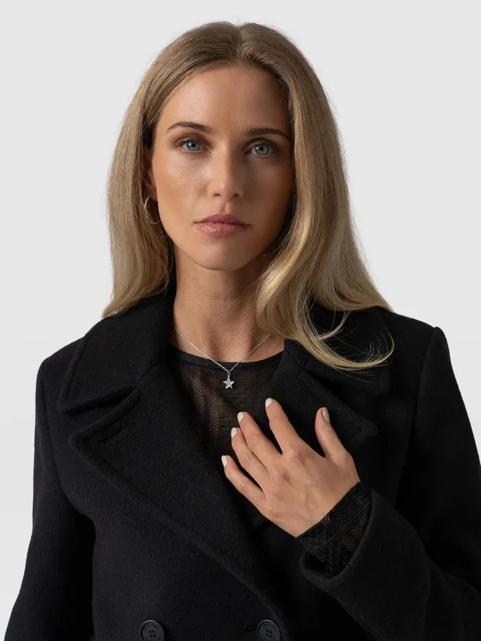 Quinn Pea Coat 8211 Black Black Women Saint And Sofia Coats and Jackets