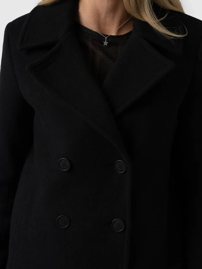 Quinn Pea Coat 8211 Black Black Women Saint And Sofia Coats and Jackets