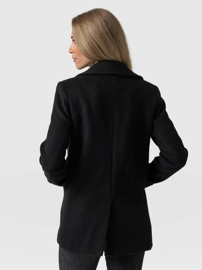 Quinn Pea Coat 8211 Black Black Women Saint And Sofia Coats and Jackets