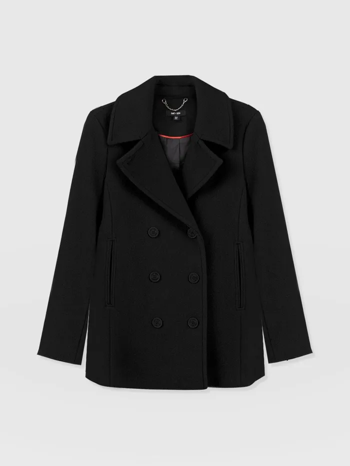 Quinn Pea Coat 8211 Black Black Women Saint And Sofia Coats and Jackets