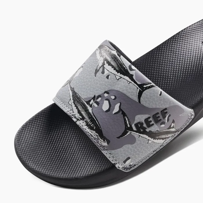 Reef Kids 58 Years One Slide Grey Camo Shark Reef Kids 58 Years One Slide Grey Camo Shark