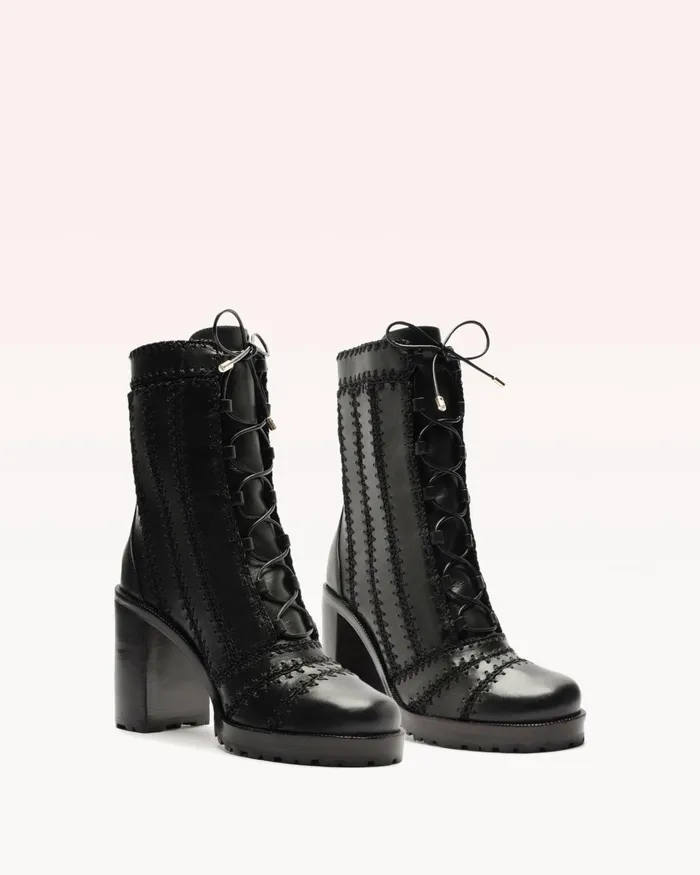 Regina Combat Bootie 8211 Block 90 Heel 8211 Black Designer Combat Boots Black Women Alexandre Birman Boots
