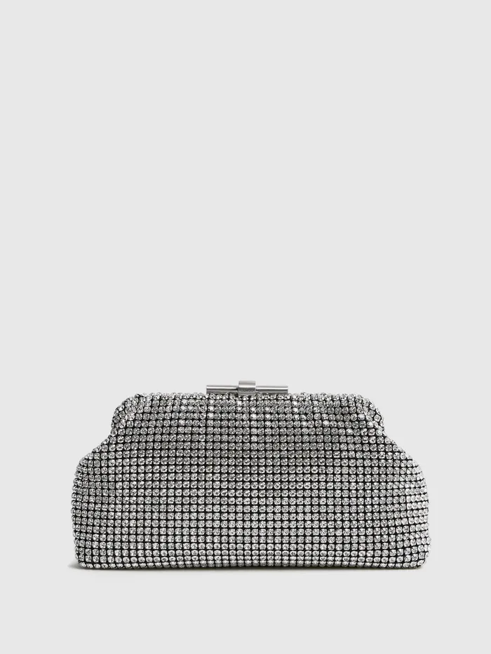 Reiss Bags Adaline Embellished Clutch Bag Opal 8211 Women