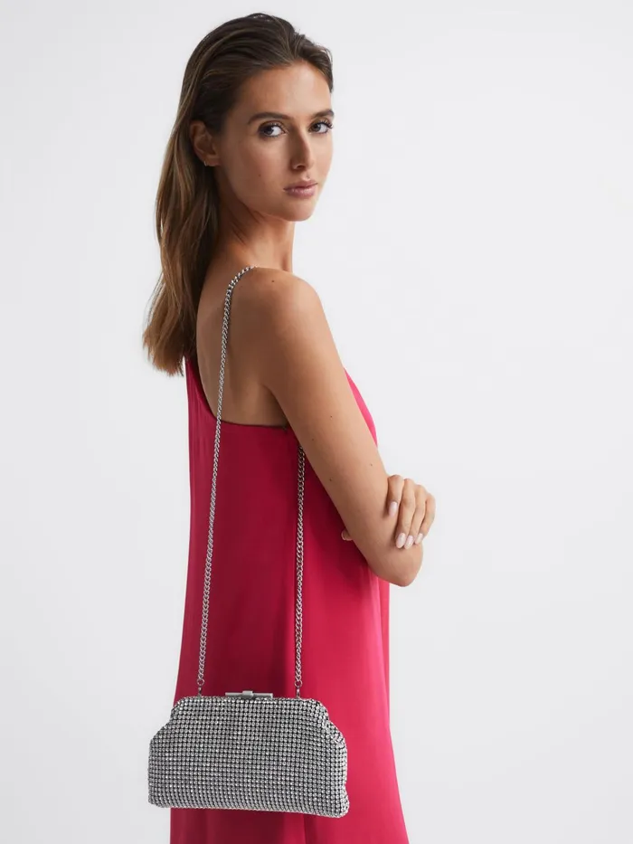 Reiss Bags Adaline Embellished Clutch Bag Opal 8211 Women