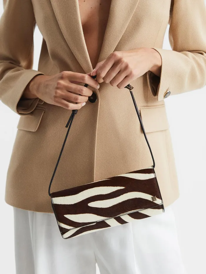 Reiss Bags Dakota Zebra Calf Hair Baguette Bag Mocha 8211 Women