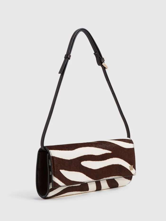 Reiss Bags Dakota Zebra Calf Hair Baguette Bag Mocha 8211 Women