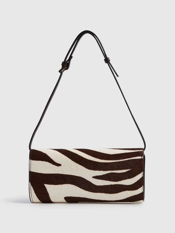 Reiss Bags Dakota Zebra Calf Hair Baguette Bag Mocha 8211 Women