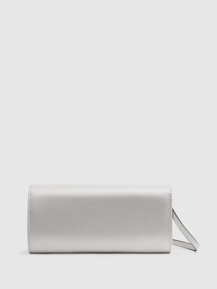 Reiss Bags Delphine Diamant Buckle Satin Clutch Off White 8211 Women
