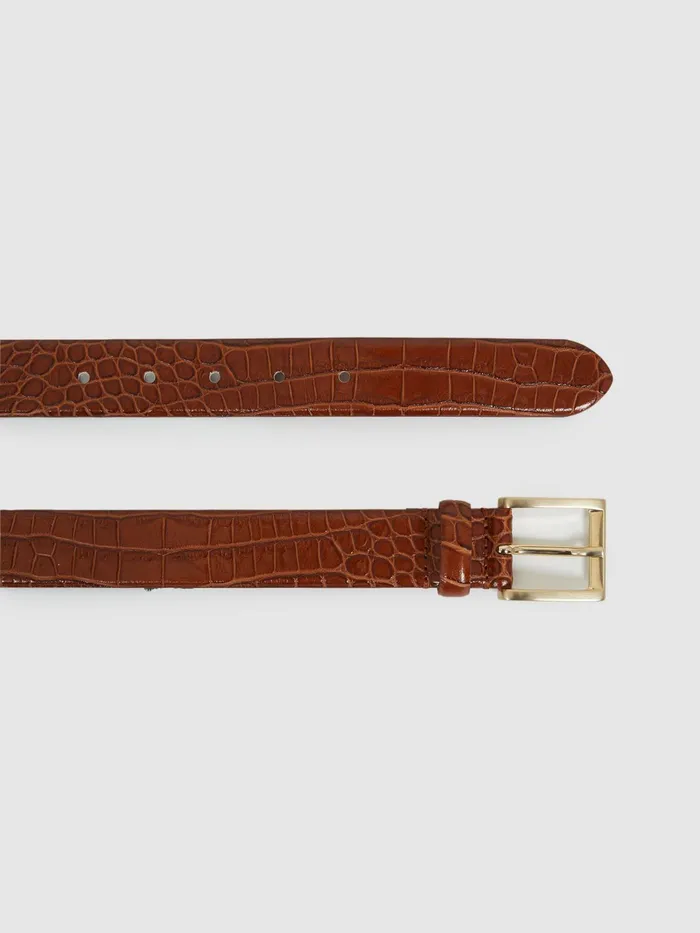 Reiss Belts Albany Leather Belt Blackgunmetal 8211 Men