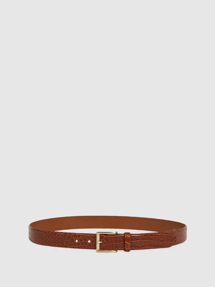 Reiss Belts Albany Leather Belt Blackgunmetal 8211 Men