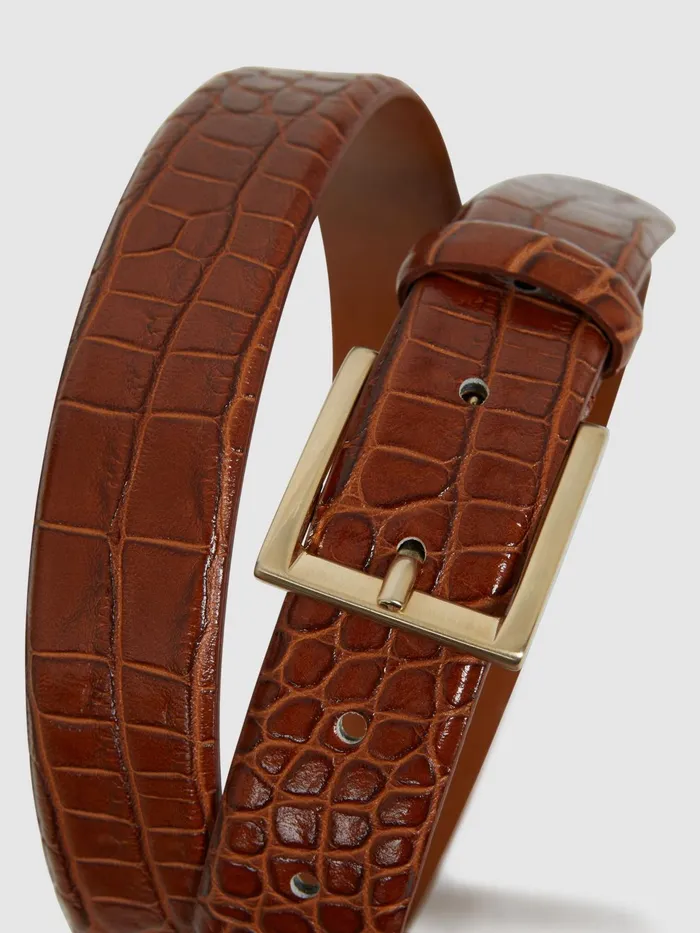 Reiss Belts Albany Leather Belt Blackgunmetal 8211 Men