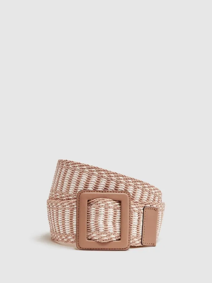 Reiss Belts Daisy Raffia Buckled Belt Blackneutral 8211 Women