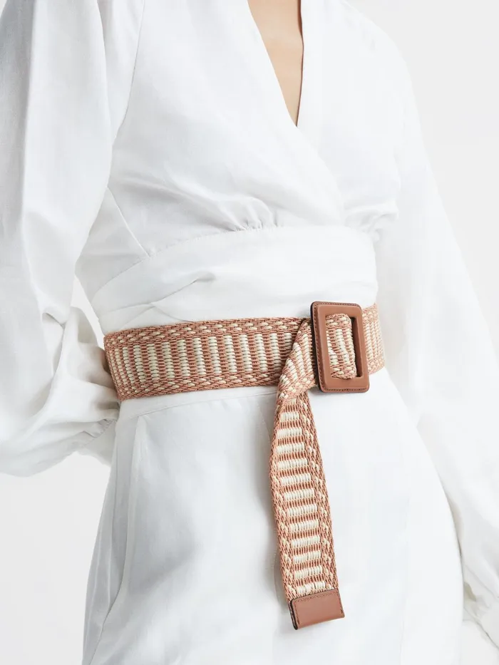 Reiss Belts Daisy Raffia Buckled Belt Blackneutral 8211 Women