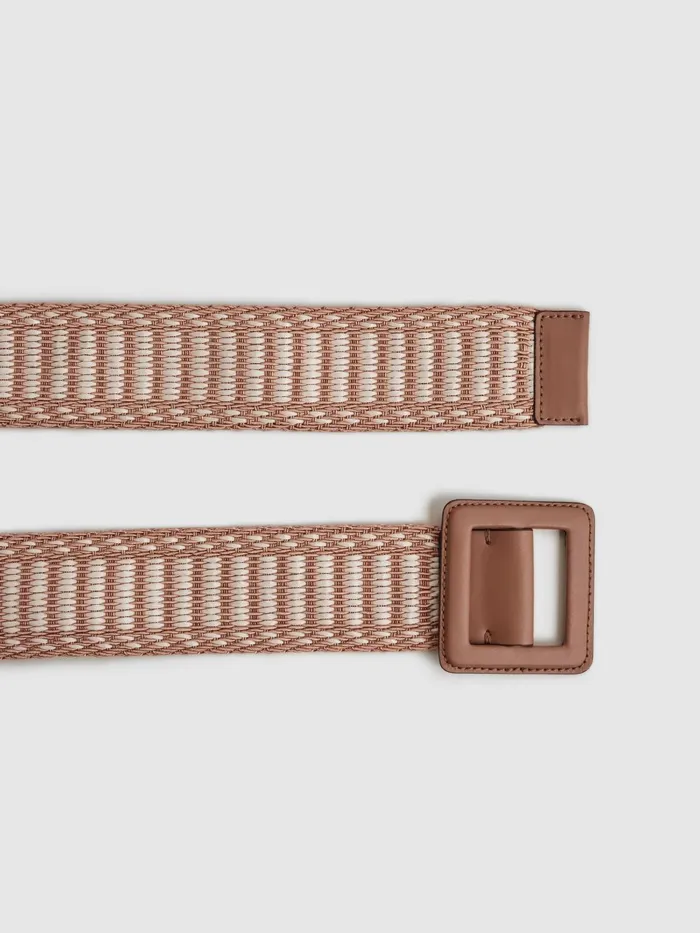 Reiss Belts Daisy Raffia Buckled Belt Blackneutral 8211 Women